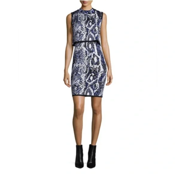 French Connection | NWT Blue Spotlight Sleeveless Snake-Print Dress Sz 6 - Picture 5 of 10